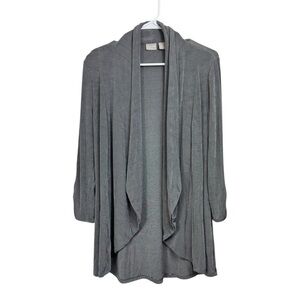 Chico's Travelers Size 0 Small 4/6 Silver Gray Liquid Shimmer Cardigan Jacket